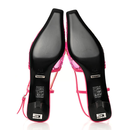Gucci Tela Retino Nappa Charlotte Crystal GG Monogram Square G 35mm Slingback Pumps 37.5 Bright Bouganville Fairy Fucsia 5 of 8
