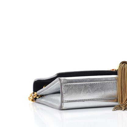 Saint Laurent Metallic Calfskin Small Classic Monogram Kate Tassel Satchel Silver 7 of 10