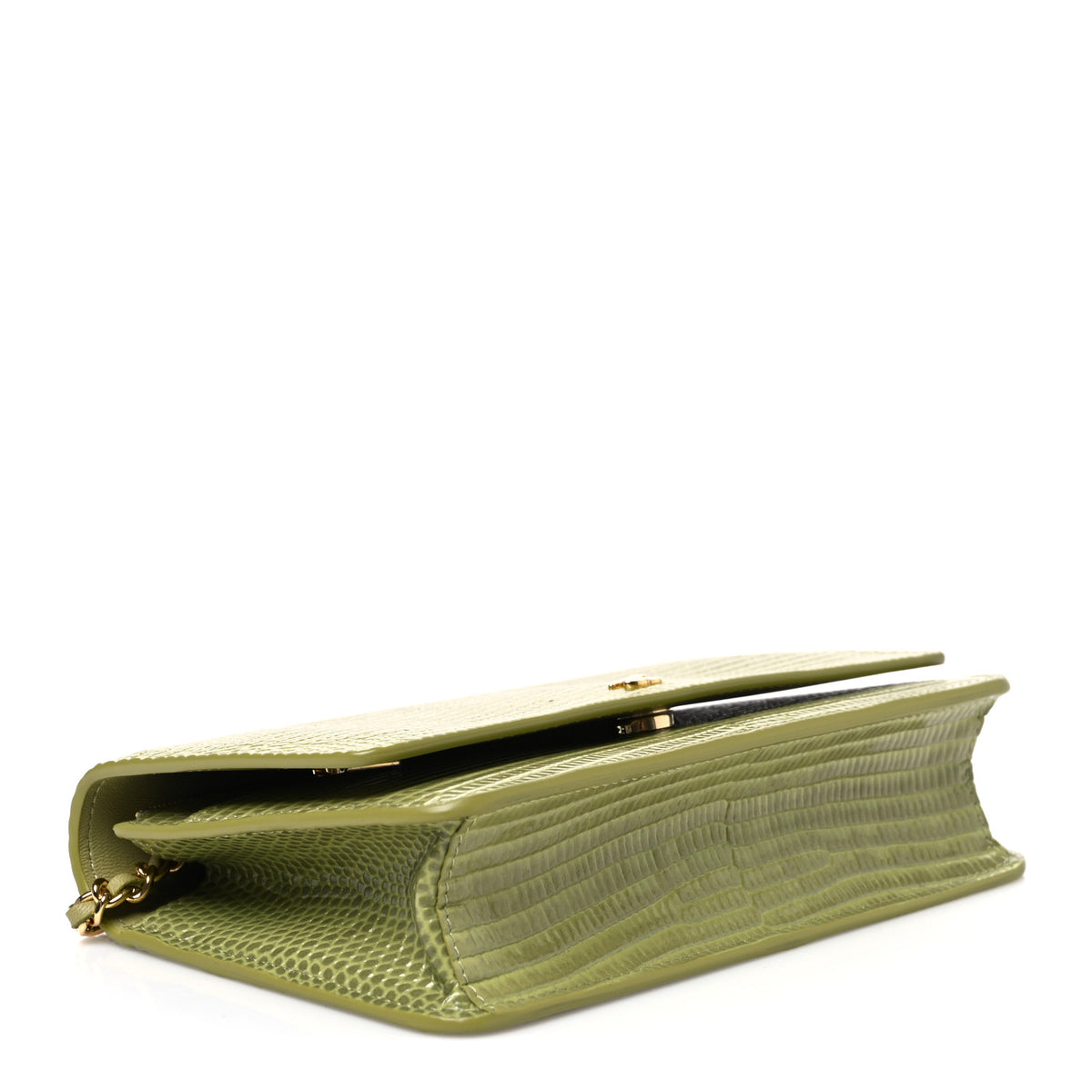 Chanel Calfskin Lizard Embossed Wallet On Chain WOC Green 4 of 12