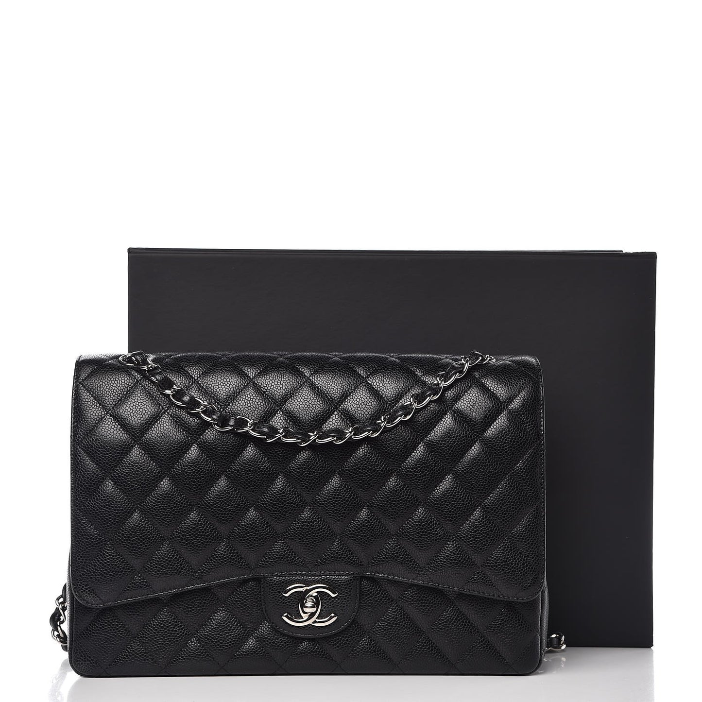Caviar Quilted Maxi Double Flap Black