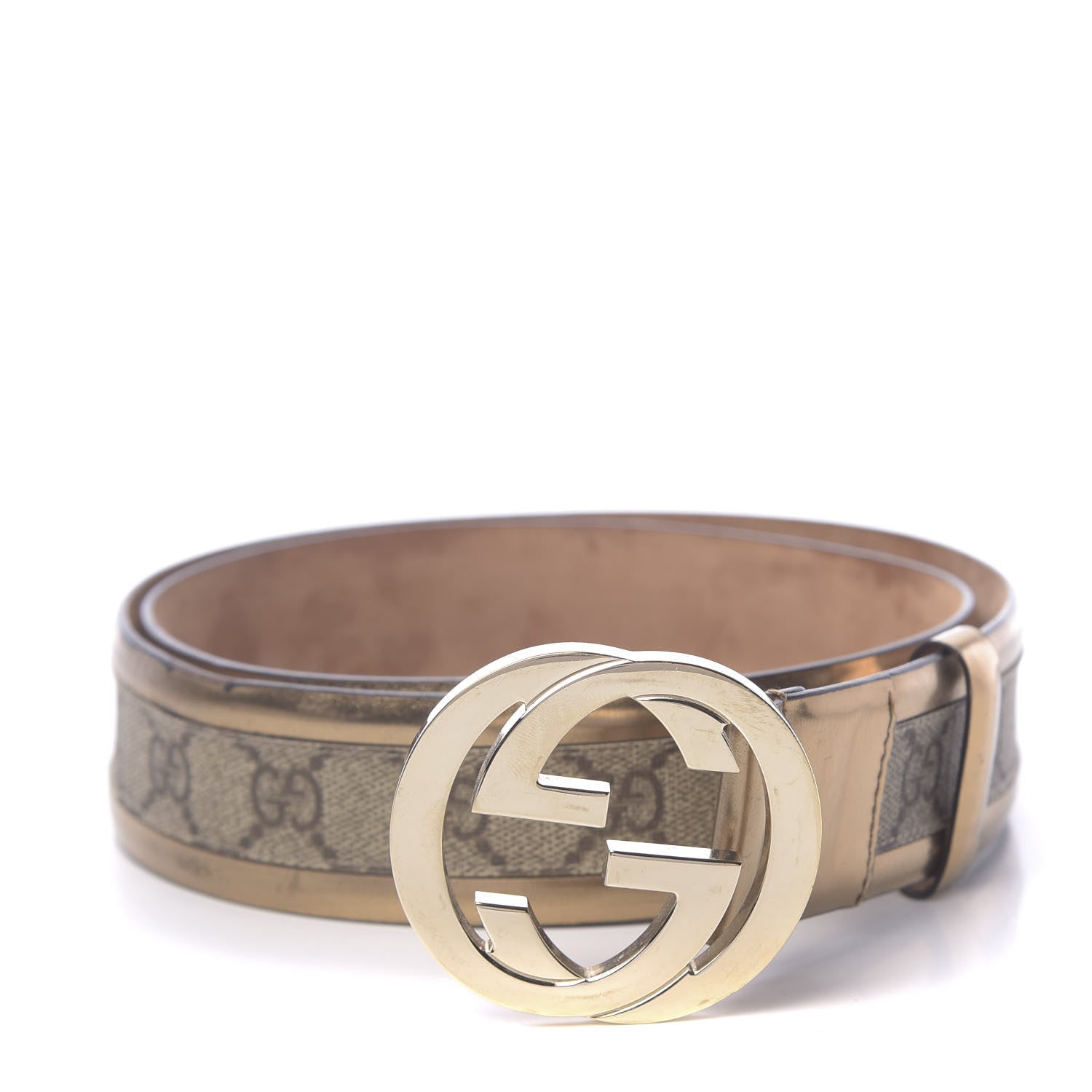 Gucci GG Supreme Monogram Interlocking G Belt 85 34 Ebony Bronze 1 of 8