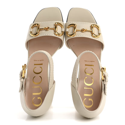 Gucci Nappa Horsebit Cross Strap 95mm Sandals 39 Mystic White 2 of 11