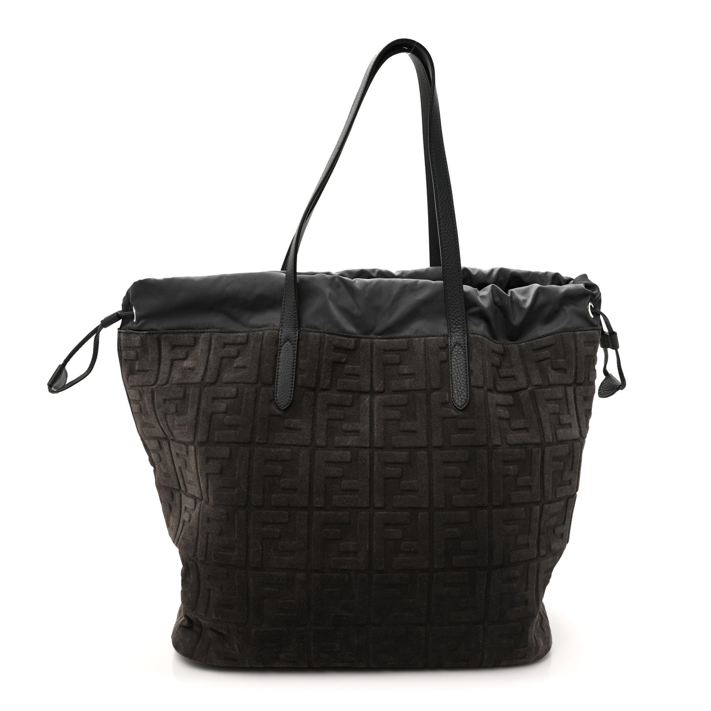 Suede FF Large Drawstring Tote Grey