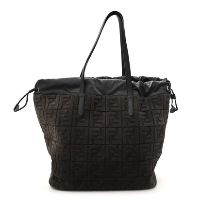 Fendi Suede FF Large Drawstring Tote Grey 1 of 15