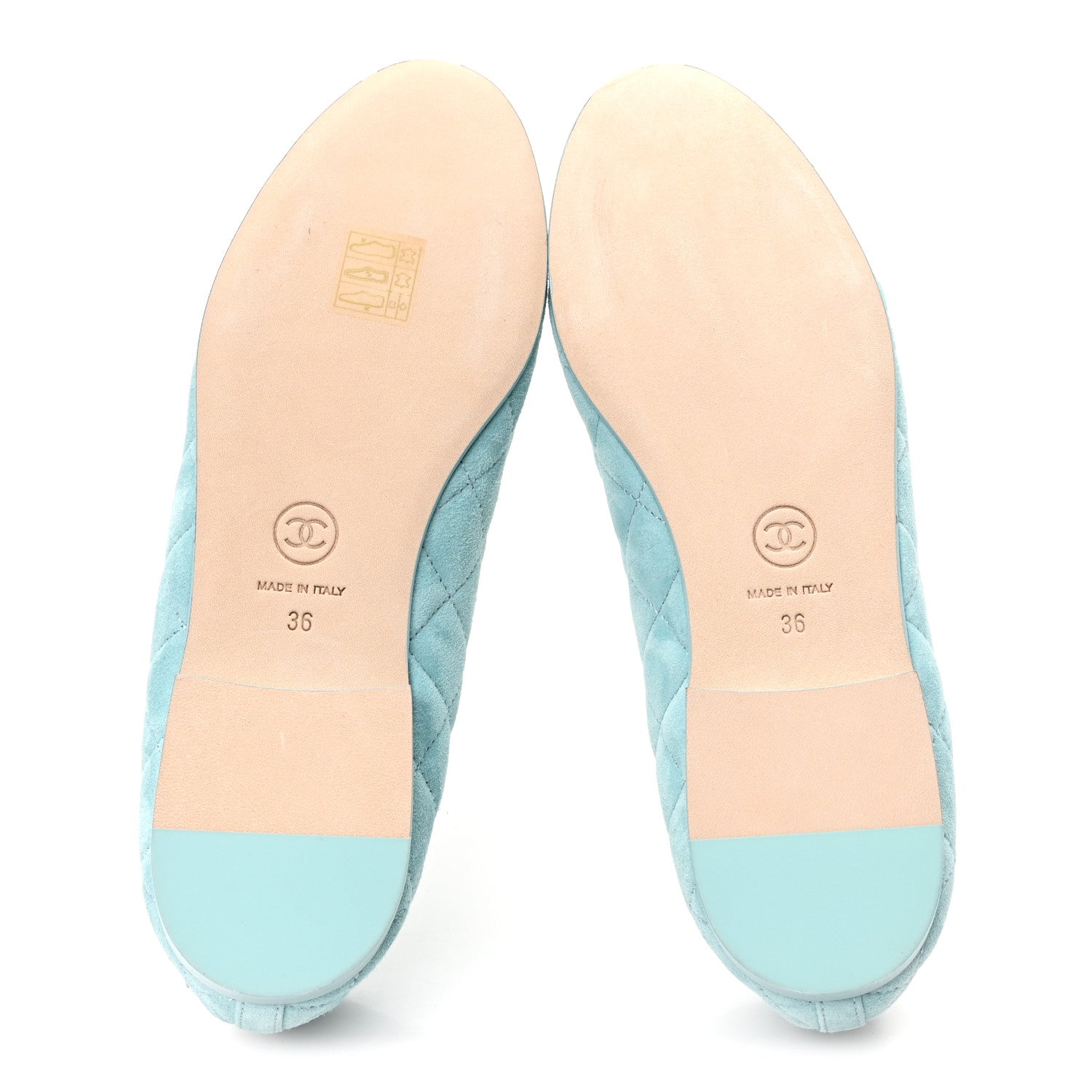 Chanel Suede Quilted Cap Toe CC Ballerina Flats 36 Light Blue 6 of 9