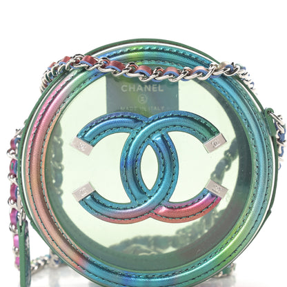 Chanel PVC Calfskin Lambskin Quilted Round Filigree Clutch With Chain Green 8 of 11