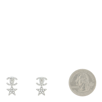 Chanel Crystal CC Starfall Drop Earrings Silver 2 of 5