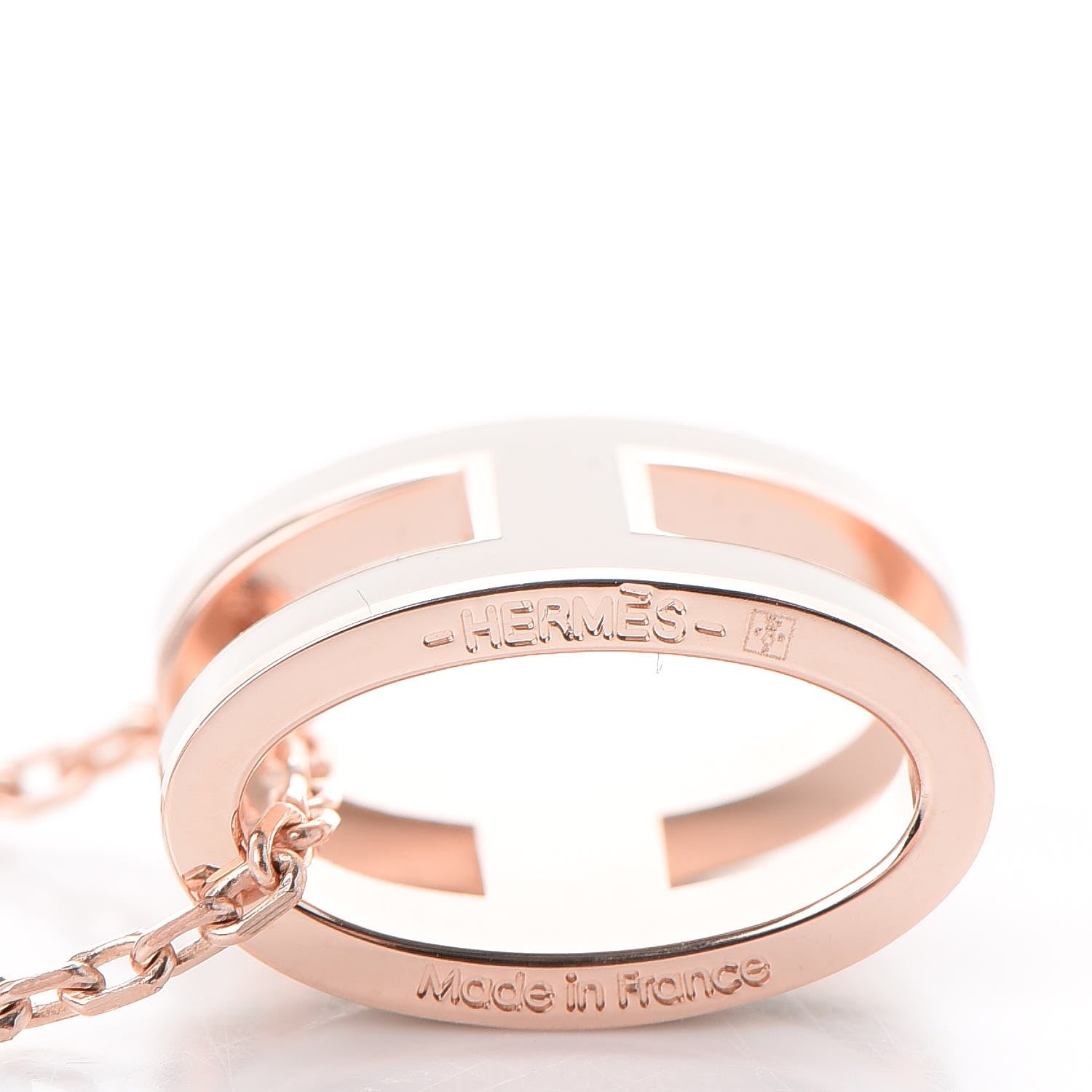Hermes Lacquered Rose Gold Pop H Pendant Necklace White 5 of 6