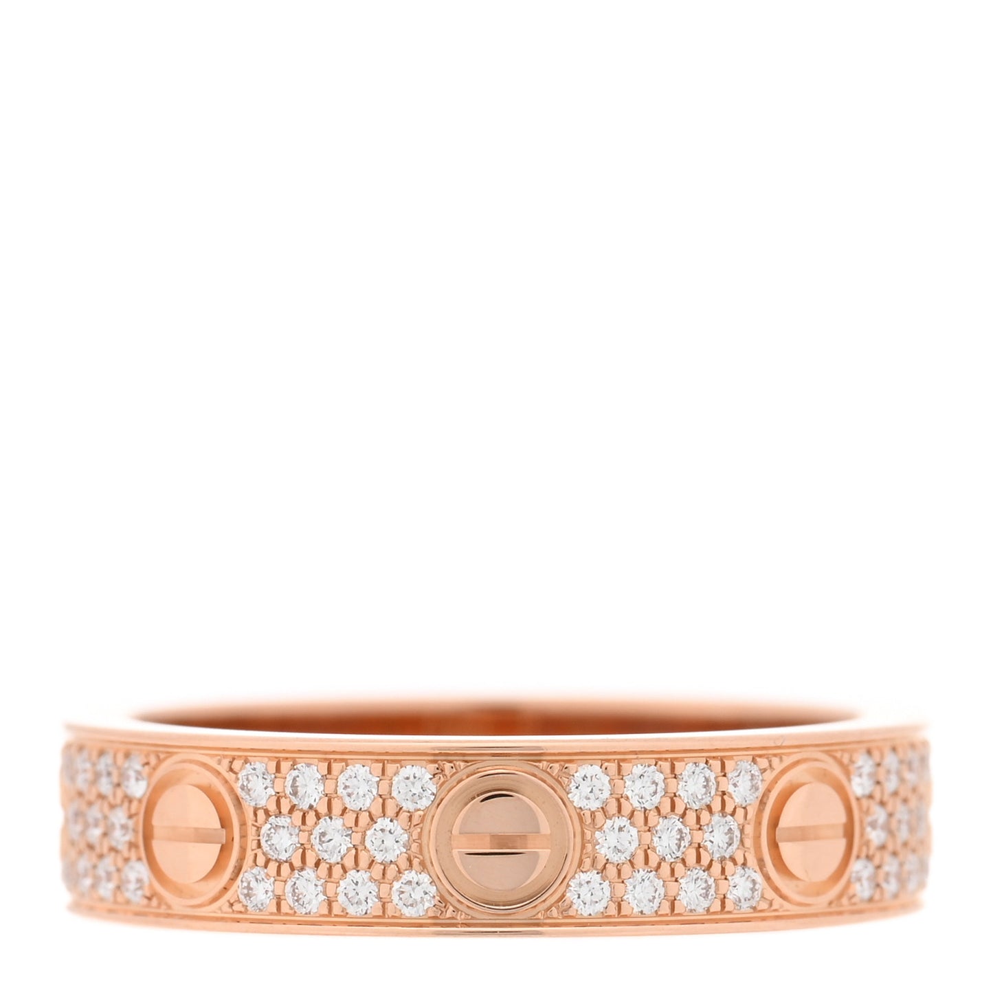 18K Pink Gold Diamond 4mm LOVE Wedding Paved Band Ring 47 4