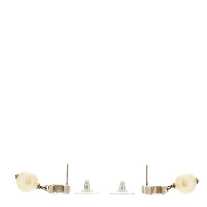 Chanel Crystal Pearl CC Drop Earrings Silver 3 of 4