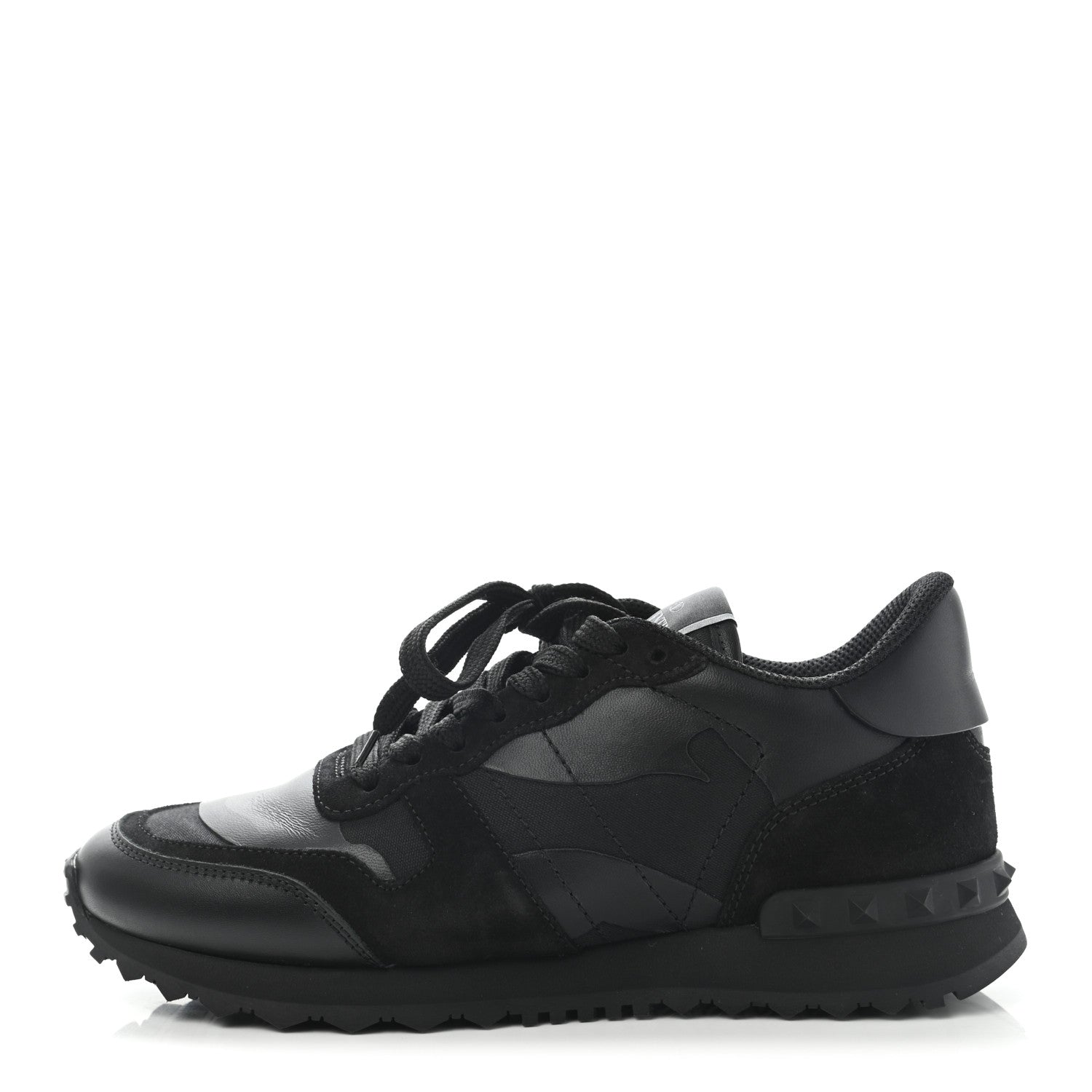 Valentino Garavani Nappa Suede Camouflage Womens Rockrunner Sneakers 37.5 Black 1 of 12