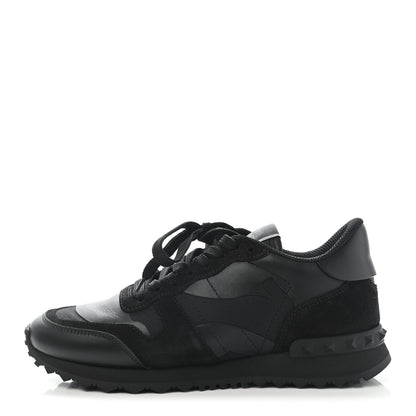 Valentino Garavani Nappa Suede Camouflage Womens Rockrunner Sneakers 37.5 Black 1 of 12