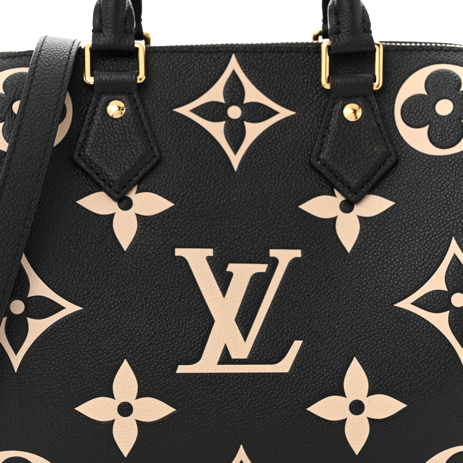 Louis Vuitton Empreinte Monogram Giant Speedy Bandouliere 25 Black Beige 7 of 9