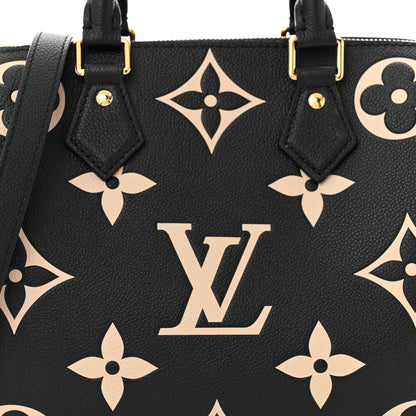 Louis Vuitton Empreinte Monogram Giant Speedy Bandouliere 25 Black Beige 7 of 9
