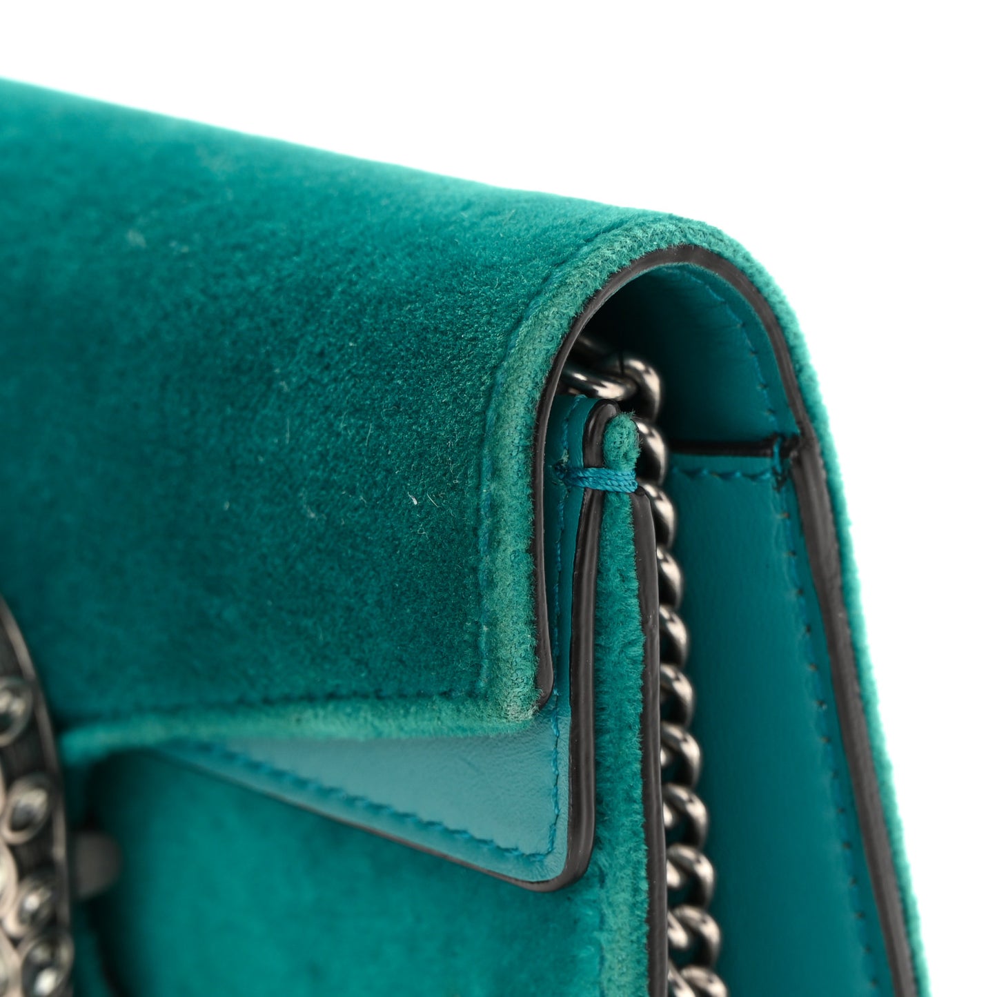 Velvet Super Mini Dionysus Shoulder Bag Pavone Cyan