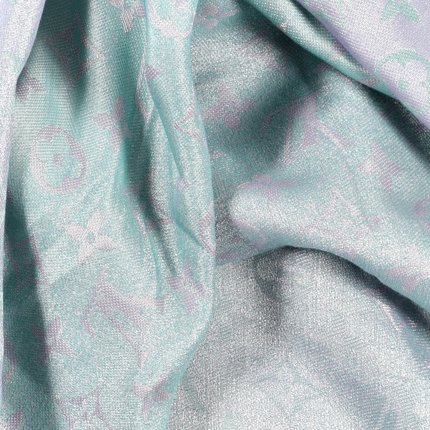 Louis Vuitton Silk Cotton Shine Monogram Shawl Turquoise 2 of 3