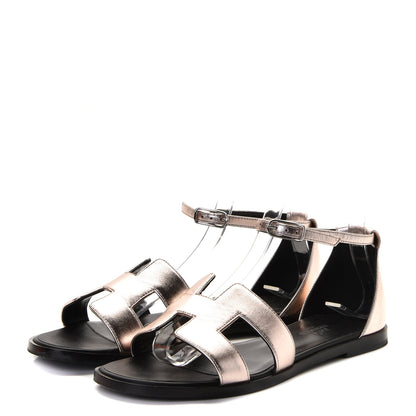 Hermes Metallic Nappa Santorini Sandals 35 Rose Doré 2 of 10