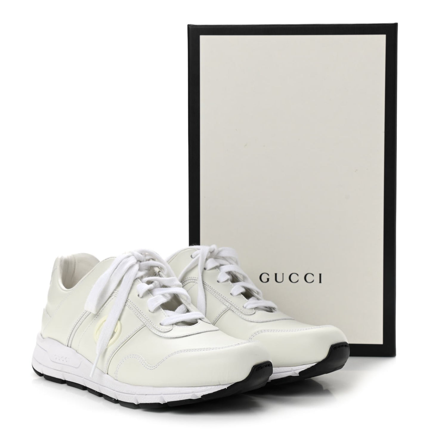 Calfskin Womens Interlocking G Sneakers 39 White