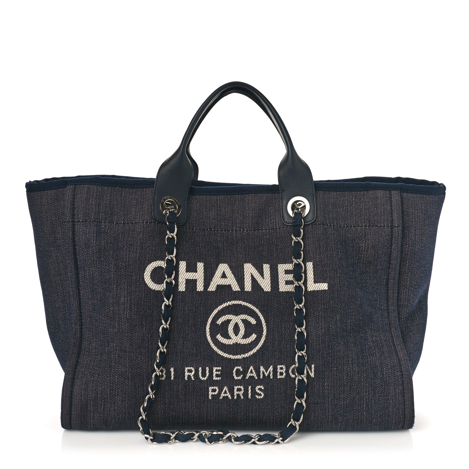 Chanel Denim Large Deauville Tote Dark Blue 1 of 10