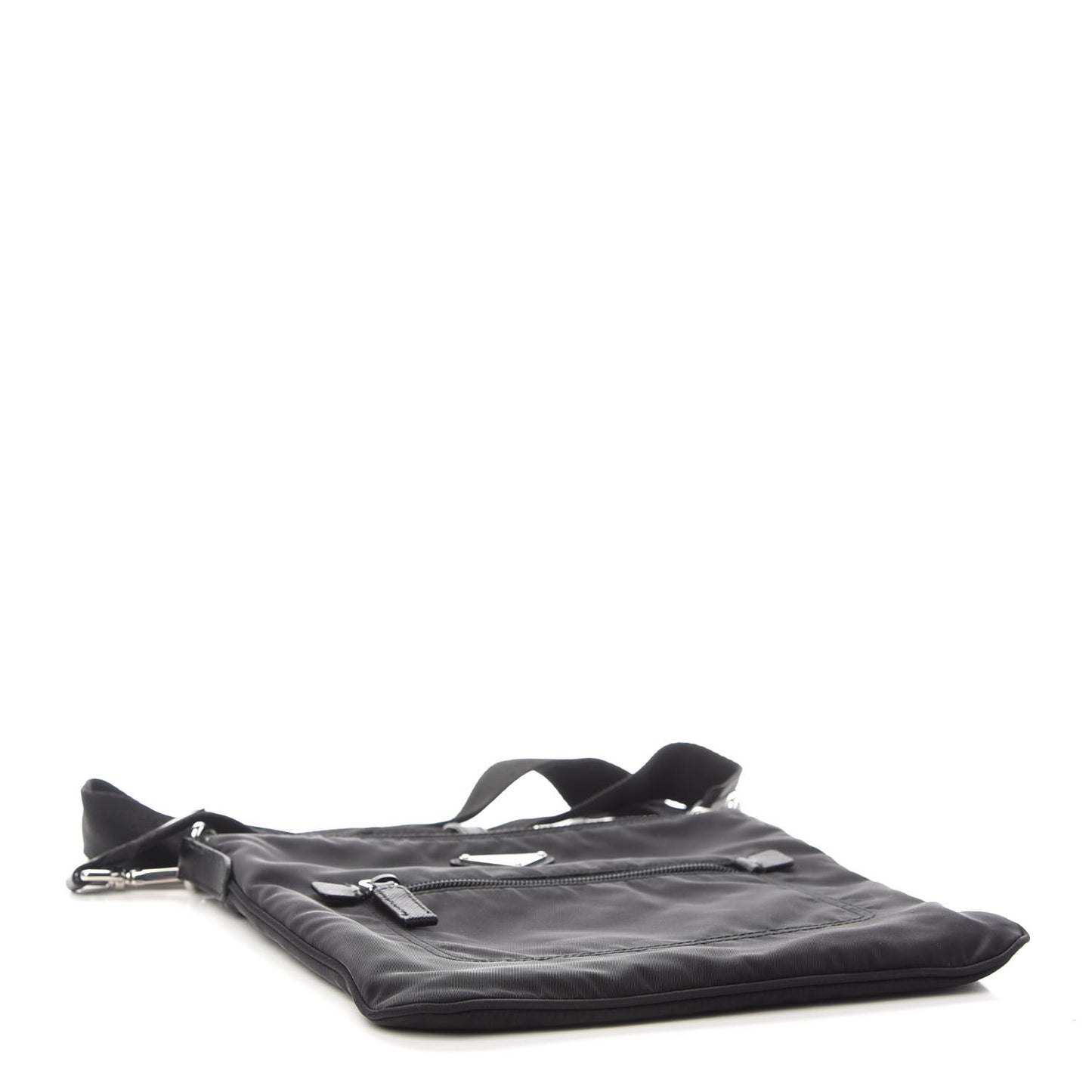 Tessuto Nylon Saffiano Flat Messenger Bag Black