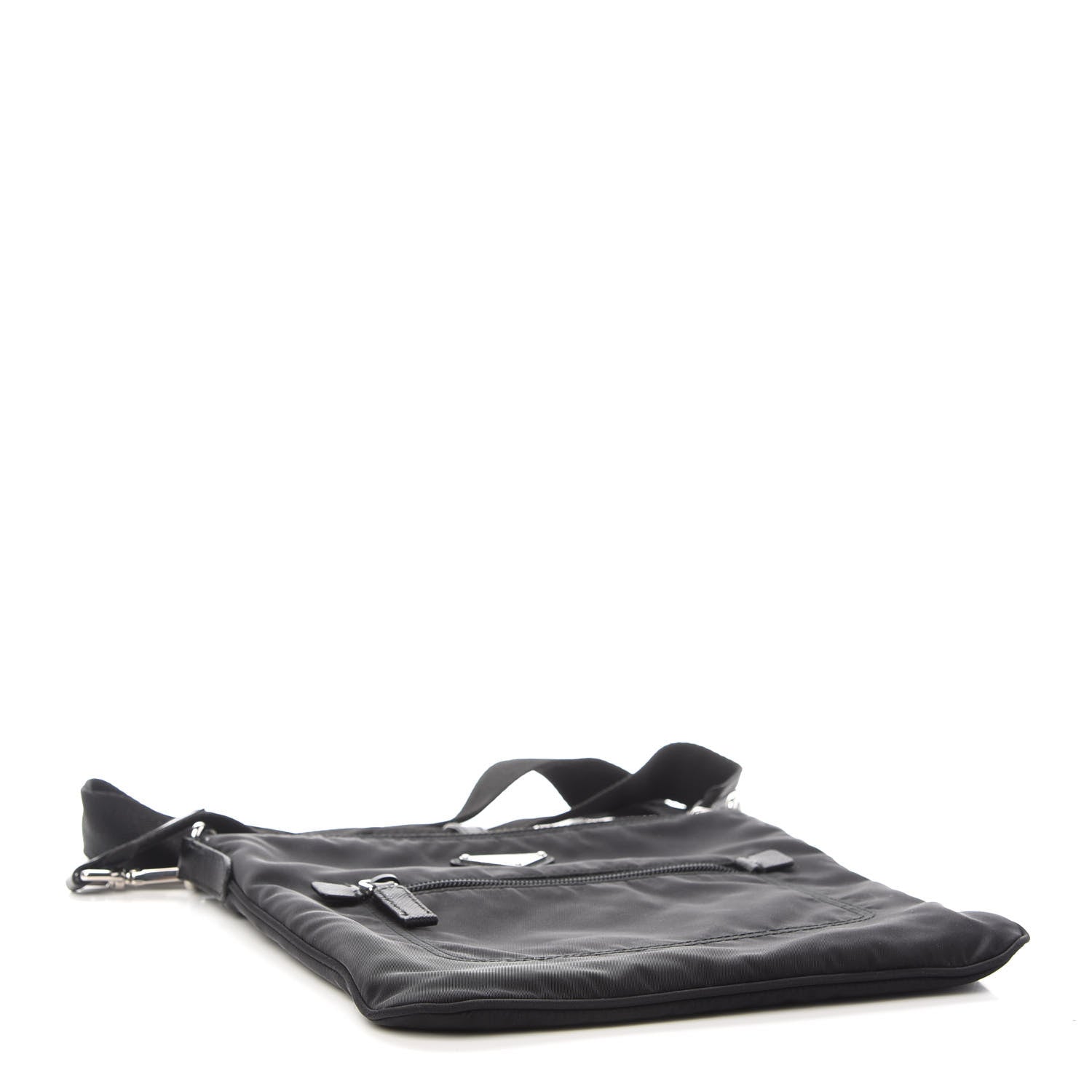 Prada Tessuto Nylon Saffiano Flat Messenger Bag Black 4 of 7