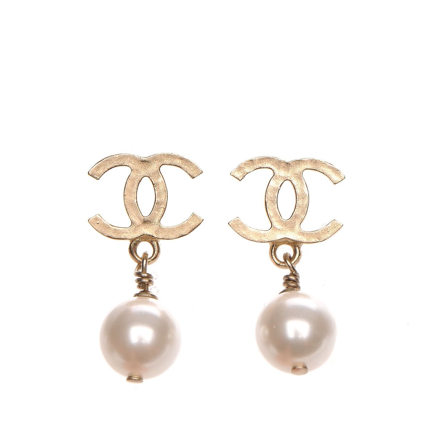Pearl CC Drop Earrings Gold