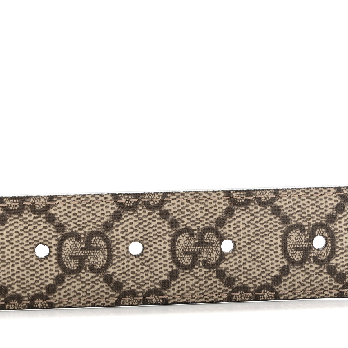 GG Supreme Monogram Textured Dollar Calfskin Squared Interlocking G 30mm Reversible Belt 85 34 Beige Ebony New Acero