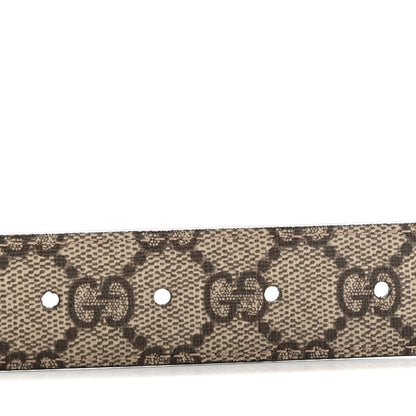 Gucci GG Supreme Monogram Textured Dollar Calfskin Squared Interlocking G 30mm Reversible Belt 85 34 Beige Ebony New Acero 5 of 9