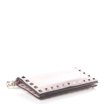 Valentino Garavani Calfskin Rockstud Wristlet Wallet Water Rose 4 of 6