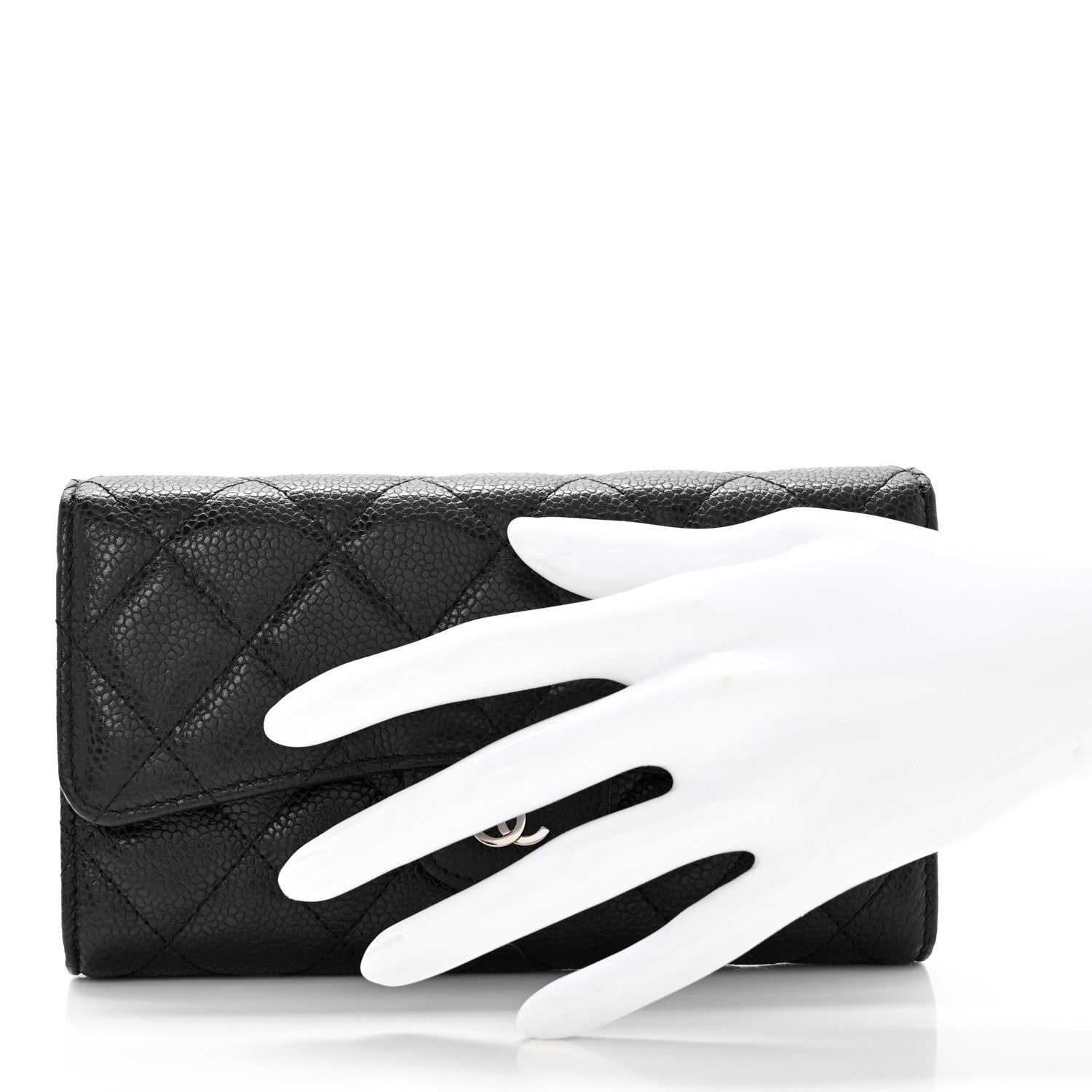 Chanel Caviar Quilted Long Flap Wallet Black 2 of 10