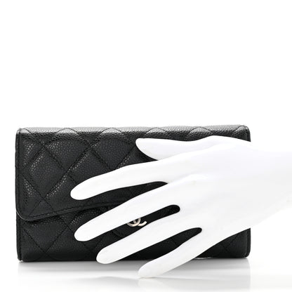 Chanel Caviar Quilted Long Flap Wallet Black 2 of 10