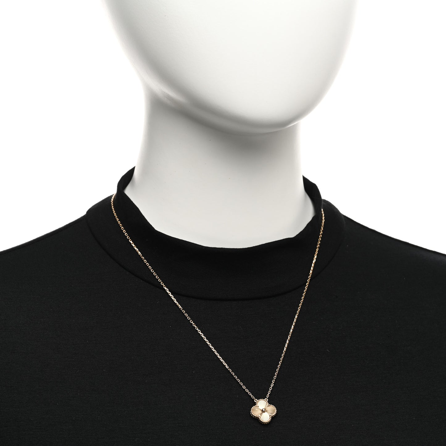 18K Yellow Gold Guilloche Vintage Alhambra Pendant Necklace
