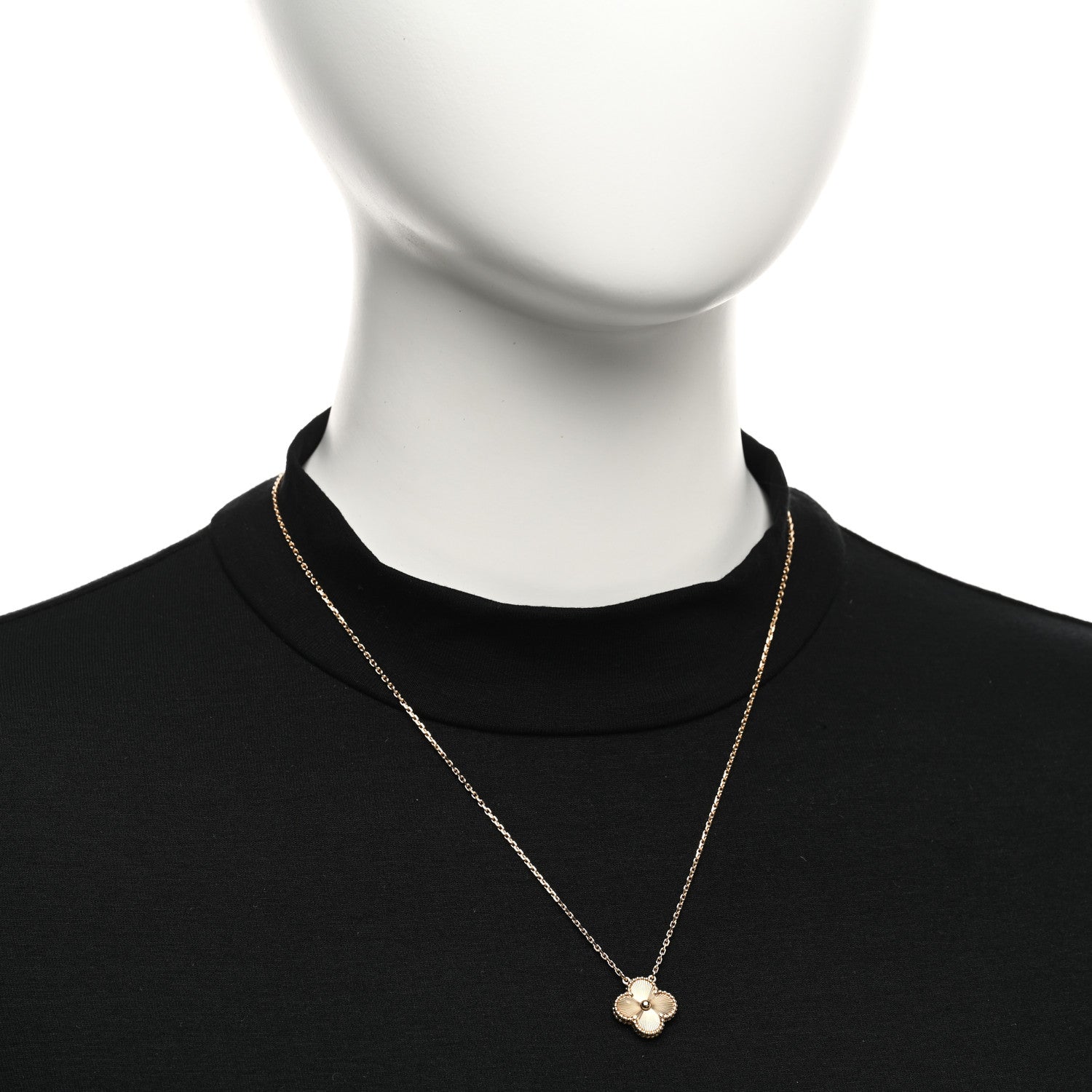 Van Cleef & Arpels 18K Yellow Gold Guilloche Vintage Alhambra Pendant Necklace 2 of 5