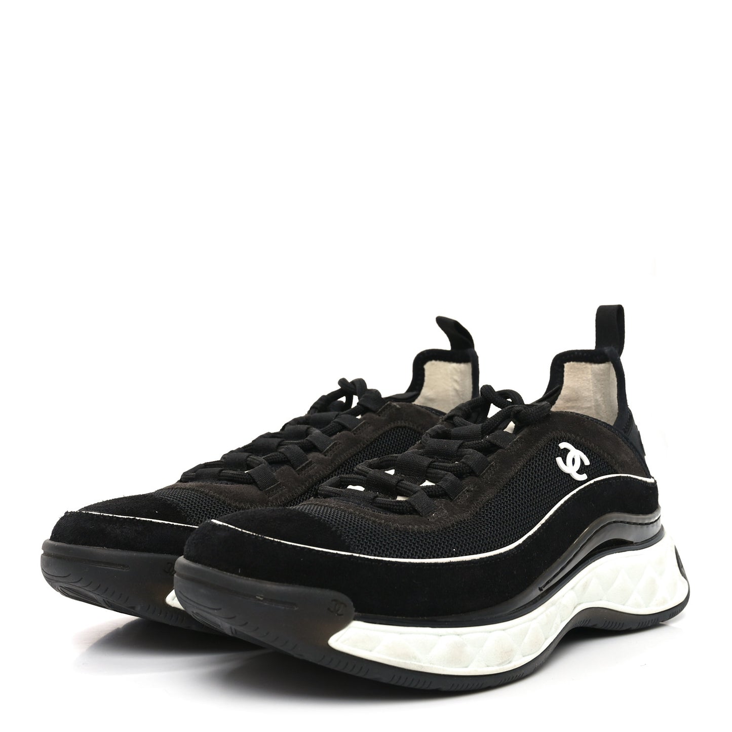 Fabric Suede CC Sneakers 39.5 Black Brown