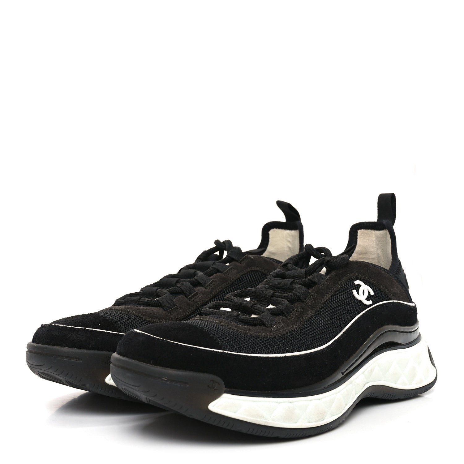Chanel Fabric Suede CC Sneakers 39.5 Black Brown 4 of 8