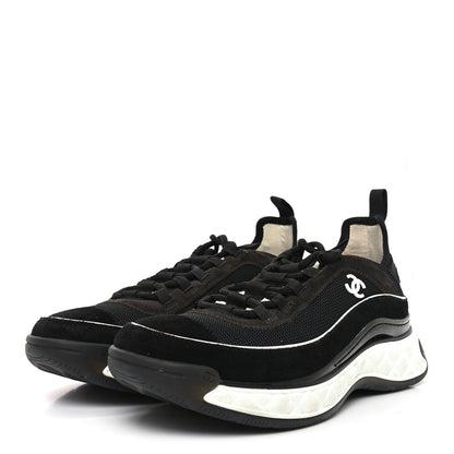 Chanel Fabric Suede CC Sneakers 39.5 Black Brown 4 of 8