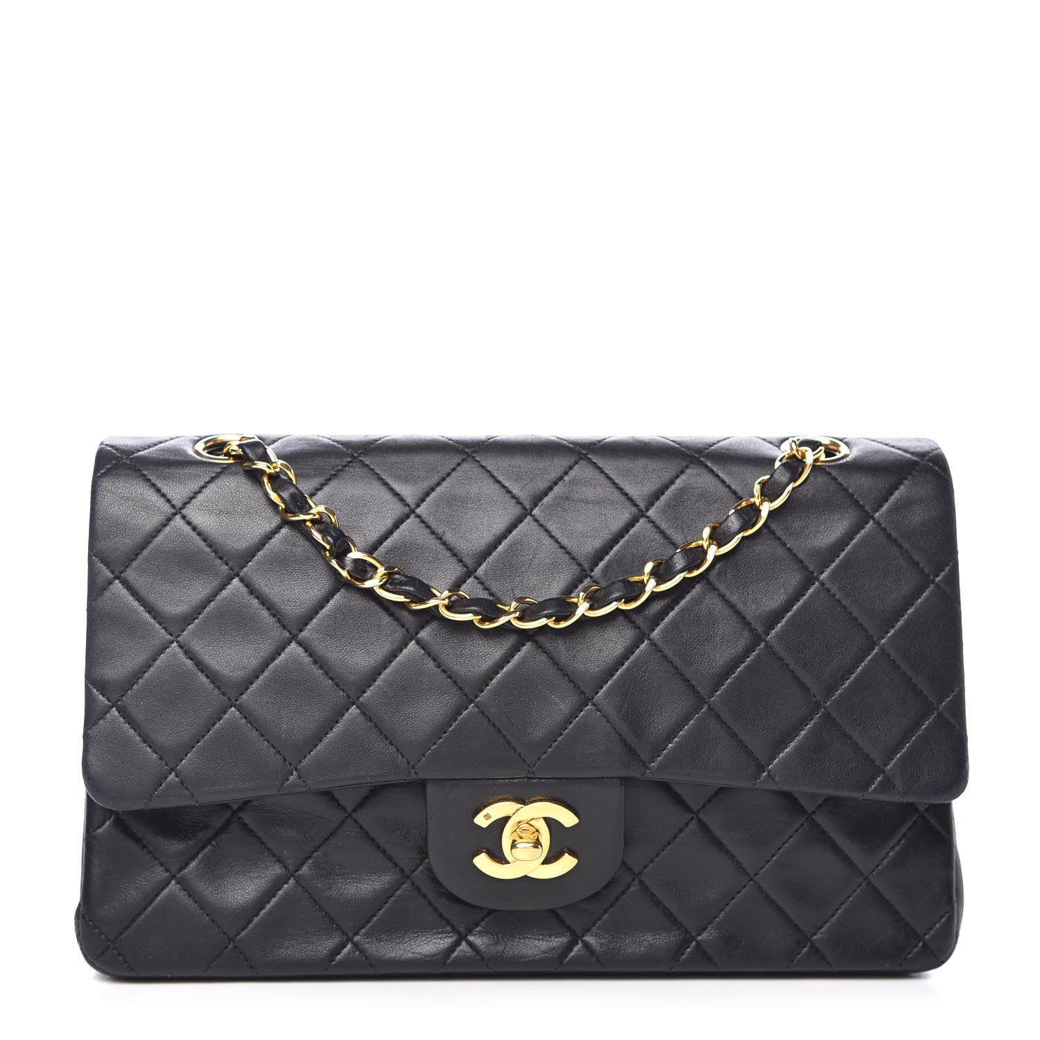 Chanel Lambskin Quilted Medium Double Flap Black 1 of 9