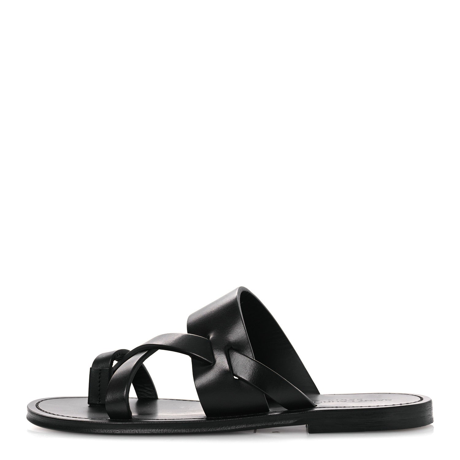 Saint Laurent Calfskin Mens Culver Flat Mules Sandals 41 Black 1 of 12