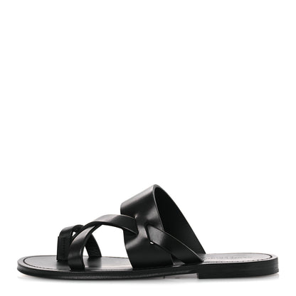 Saint Laurent Calfskin Mens Culver Flat Mules Sandals 41 Black 1 of 12