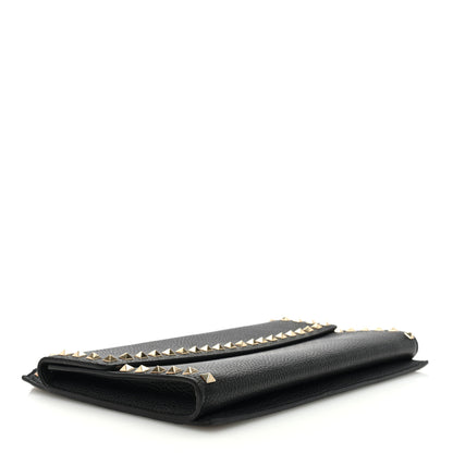 Valentino Garavani Pebbled Calfskin Large Rockstud Wristlet Clutch Black 4 of 7