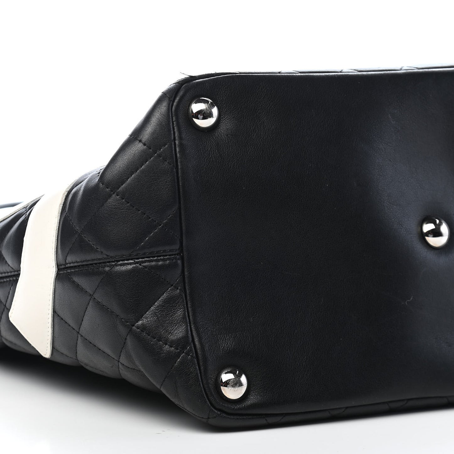 Calfskin Quilted Large Cambon Tote Black White