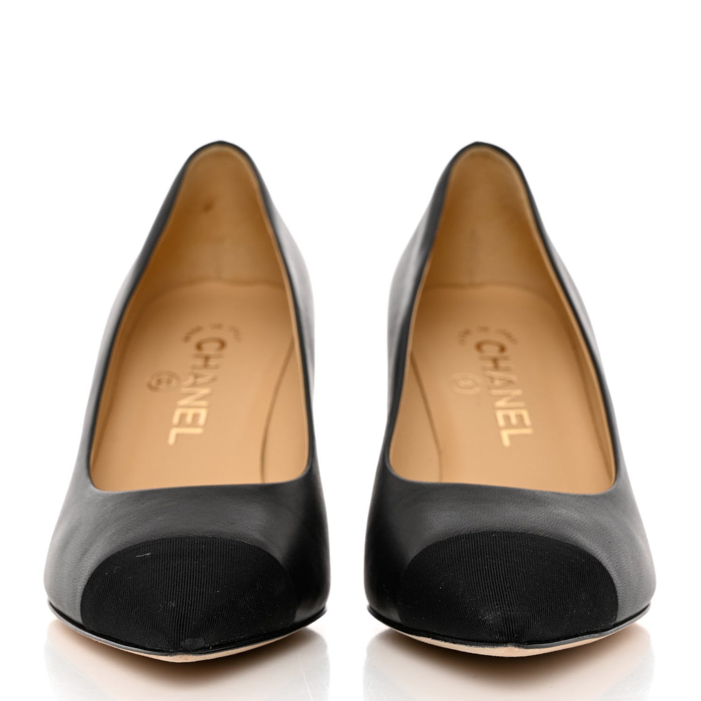 Lambskin Grosgrain Cap Toe CC Pumps 36.5 Black