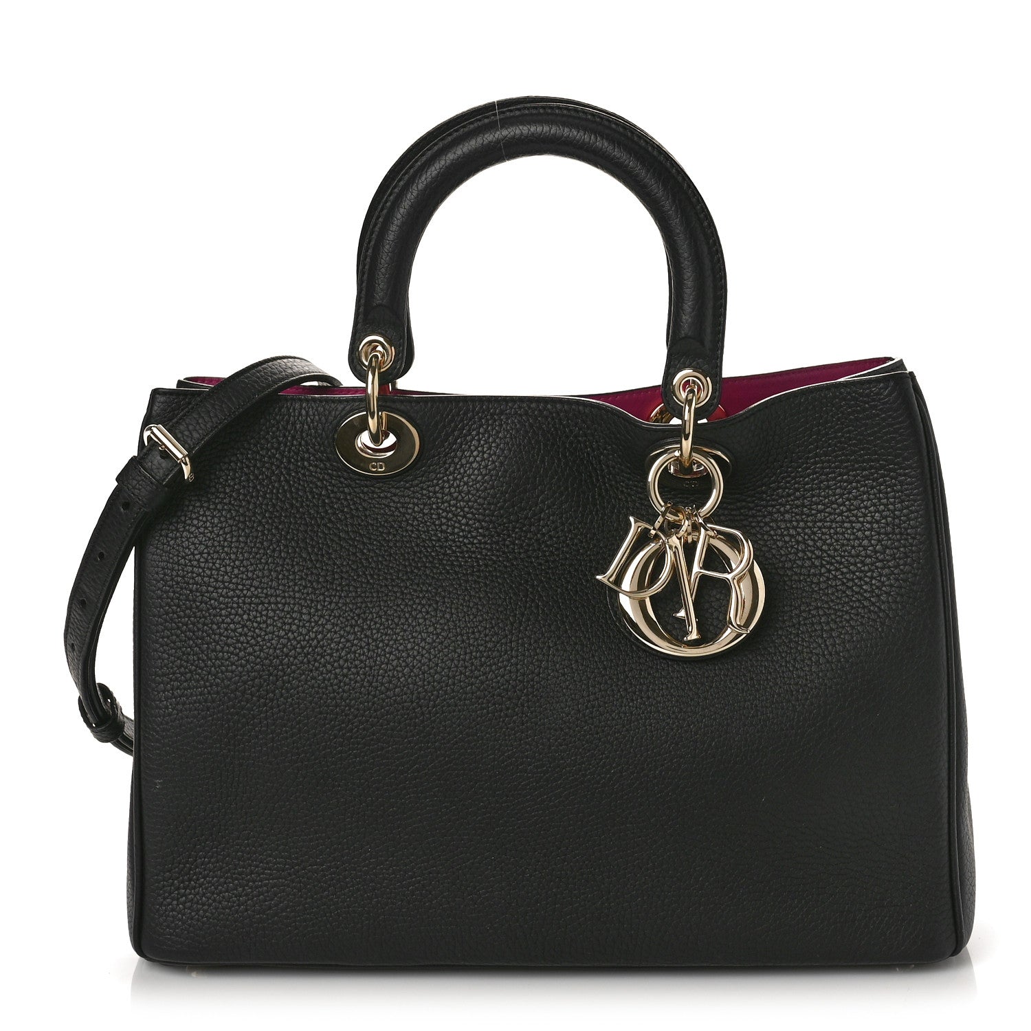 Christian Dior Bullcalf Medium Diorissimo Tote Black Rose Indien 3 of 9
