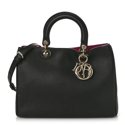 Christian Dior Bullcalf Medium Diorissimo Tote Black Rose Indien 3 of 9