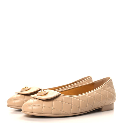 Chanel Lambskin Quilted CC Ballerina Flats 40 Light Beige 4 of 10
