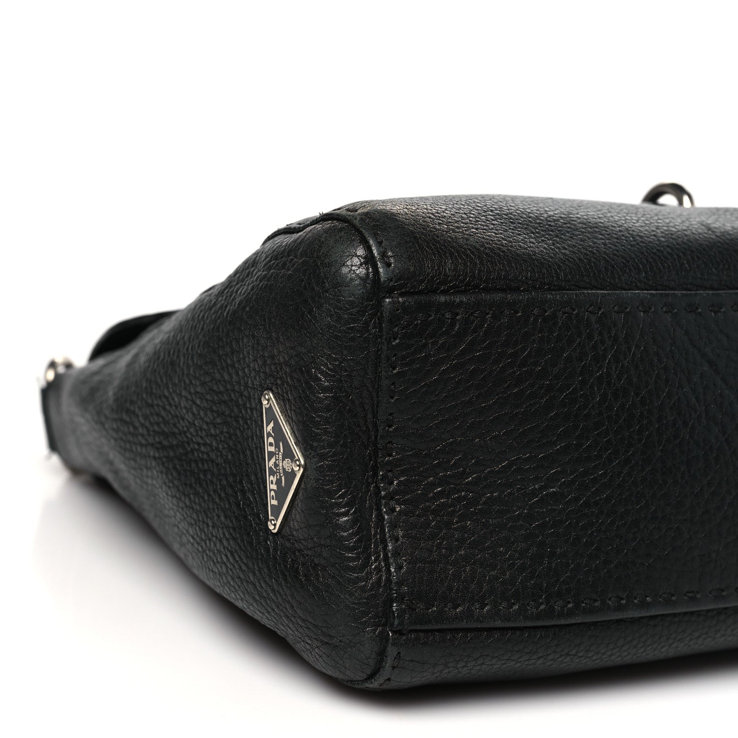Prada Vitello Daino Shoulder Flap Bag Black 8 of 11