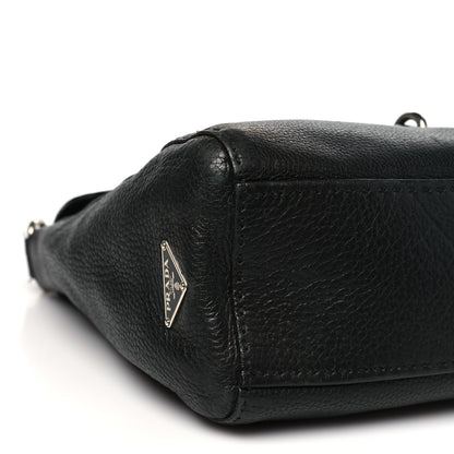 Prada Vitello Daino Shoulder Flap Bag Black 8 of 11