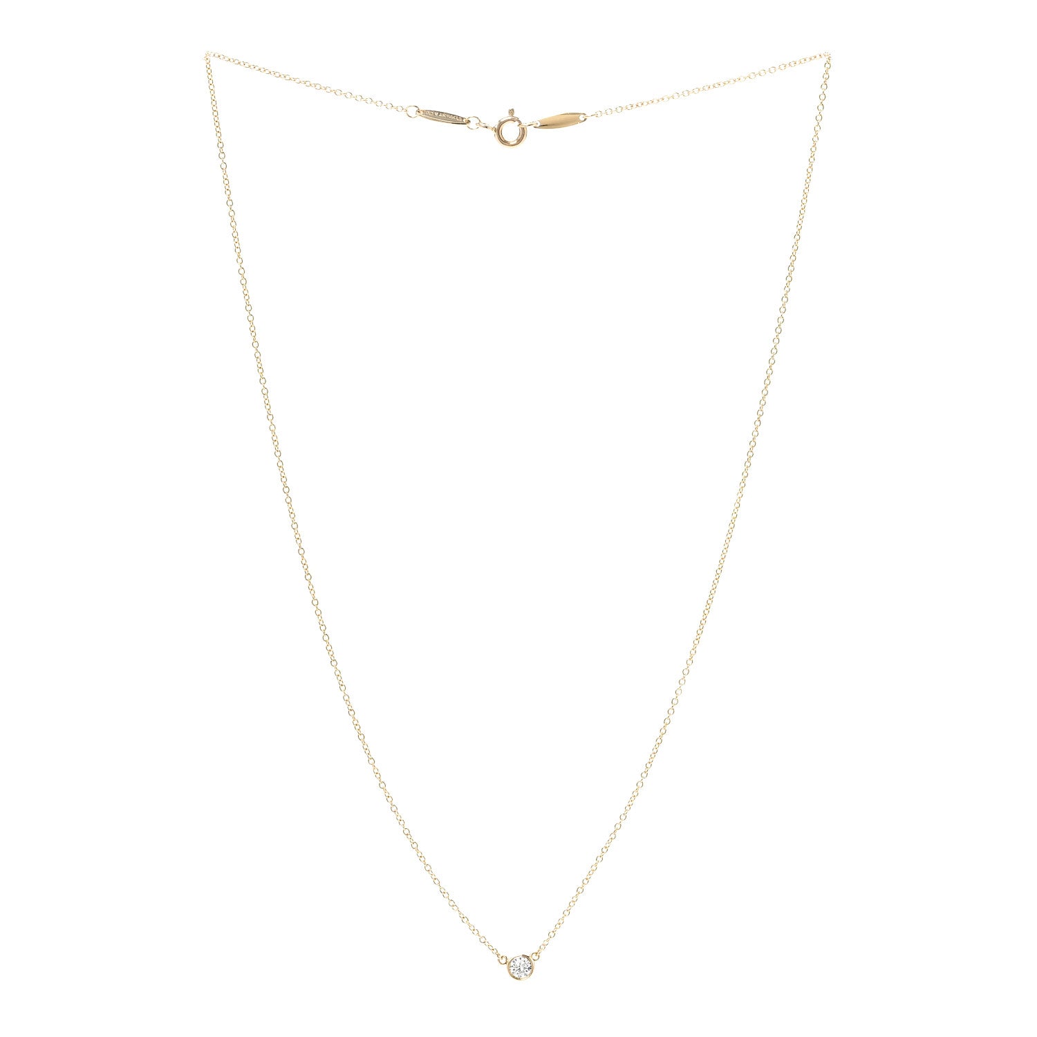 Tiffany 18K Yellow Gold Diamond .16ct Elsa Peretti Diamonds by the Yard Pendant Necklace 3 of 6