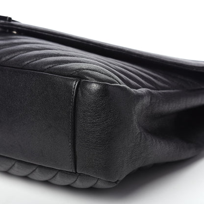 Saint Laurent Sheepskin Matelasse Chevron Monogram Monochrome Large College Satchel Black 10 of 14