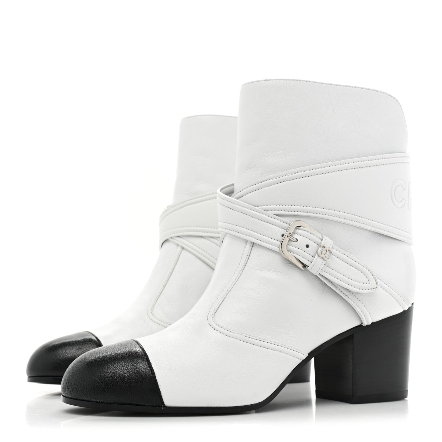 Lambskin Goatskin Cap Toe Boots 37 White Black